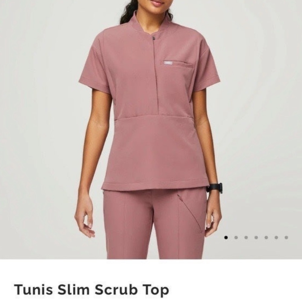 Figs Tunis Slim Scrub Top - Large • Mineral Mauve •